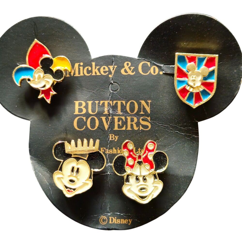 Vintage Disney Button Covers Honey Fashions Mickey Minnie New On Card